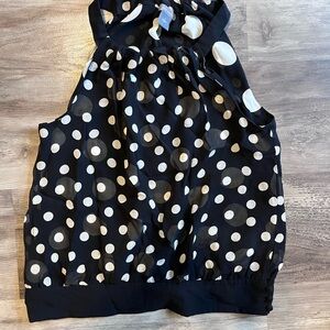 Ann Taylor Black and White Polka Dot Blouse